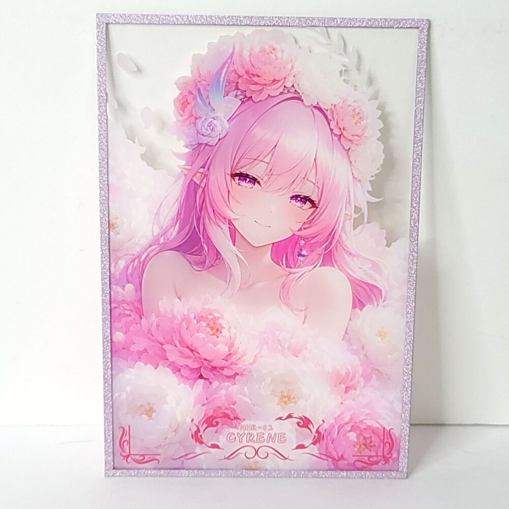 Elysia Pink Roses Clear Waifu Card Anime Girl Wall Art Oversized Board A5